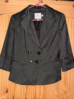 Chaus Women's Metallic Gray Double-Breasted Blazer